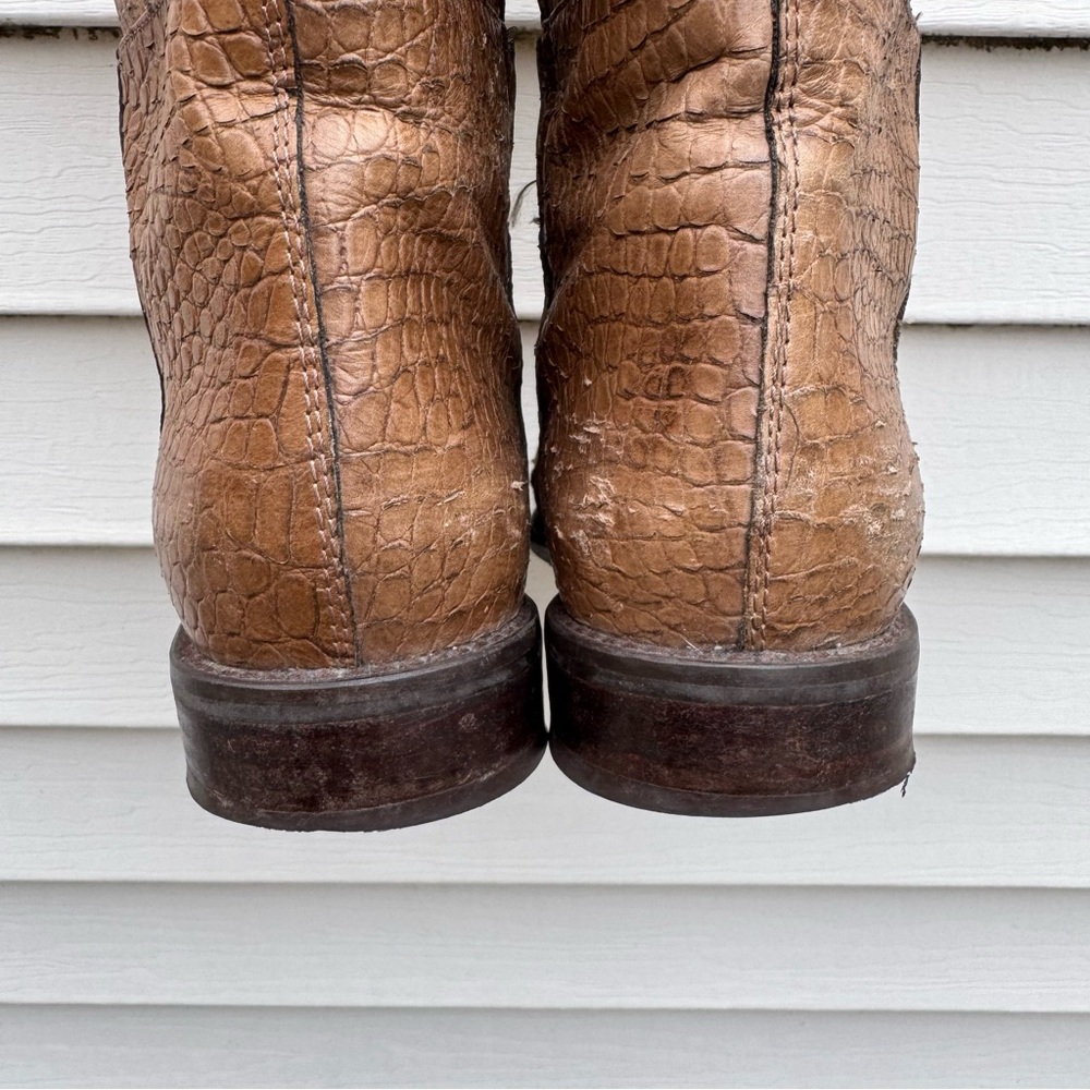 Stuart Weitzman Equine Croc-Embossed Knee Leather Boots Espresso Brown Size 8.5 - Picture 8 of 14